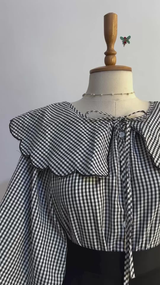 Gingham Chic Blouse & Flowy Skirt Set