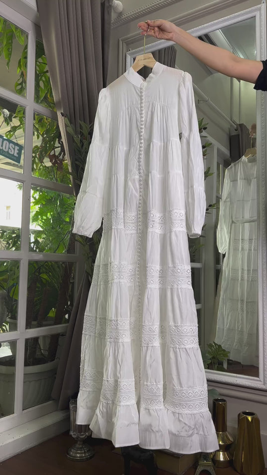 Lace Elegance Cotton Maxi Dress