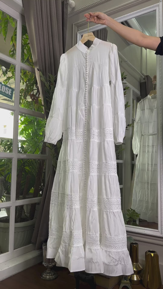 Lace Elegance Cotton Maxi Dress