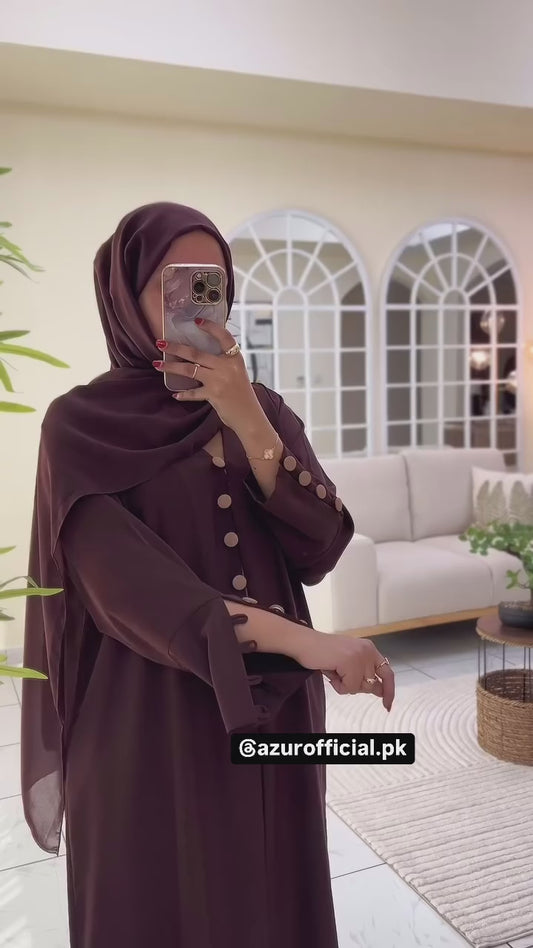 Double Georgette Contrast Button Abaya Set