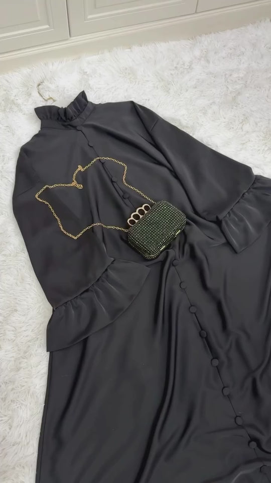 Ruffled Collar Double Georgette Abaya